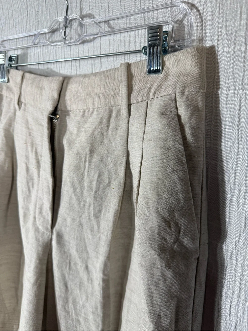Aritzia Effortless Linen blend pant full length ecru‎ pleated waist 6 nwt